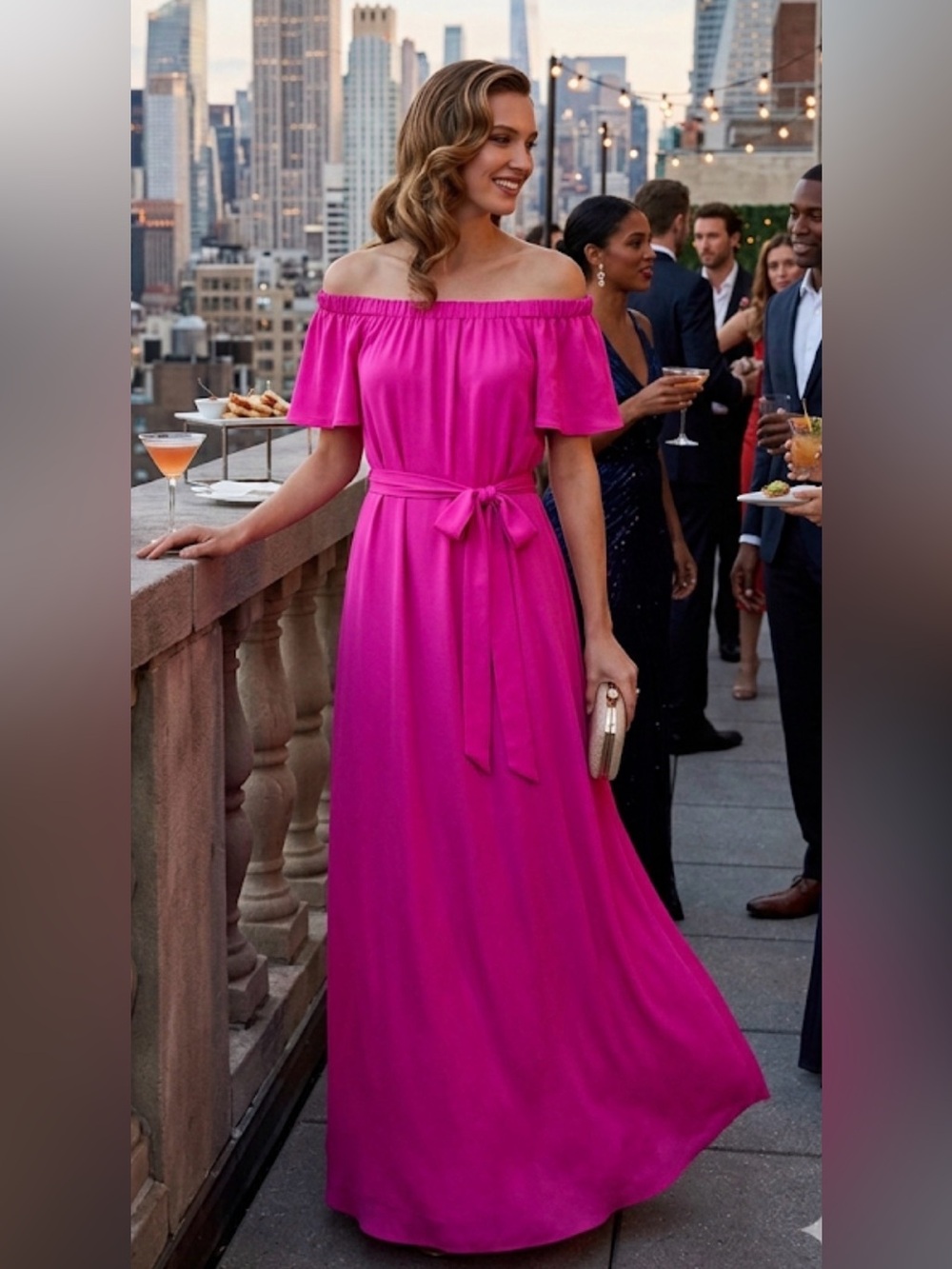 Trina Trina Turk's long pink dress.